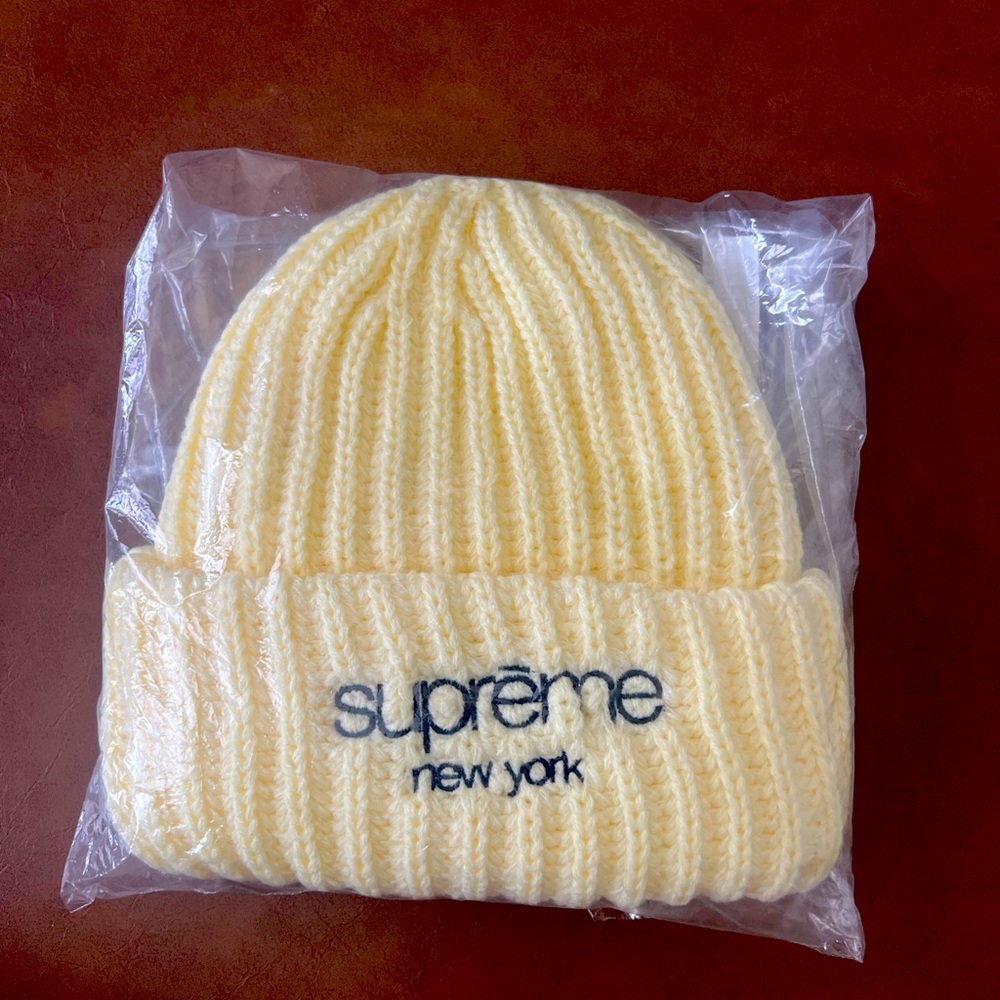 Supreme Ribbed Beanie Tan/Yellow